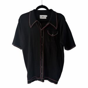 Madcap England "Crawdaddy" knitted polo cardigan Retro 1960s/70s mod Western